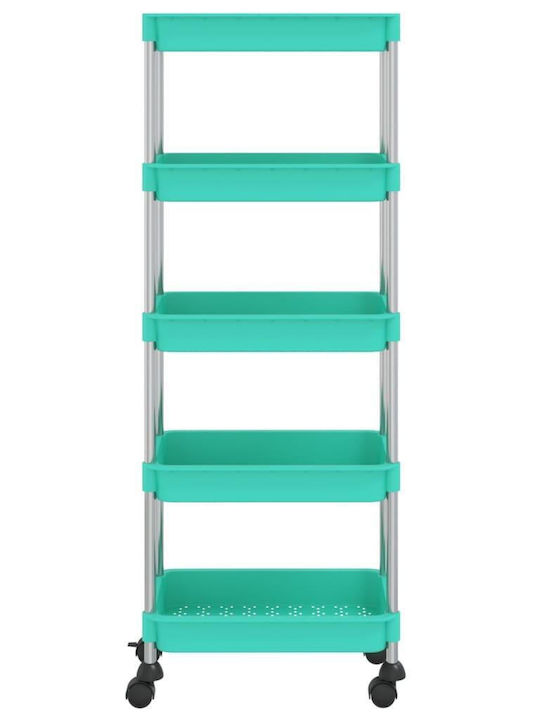 vidaXL Metallic Kitchen Trolley with 5 Tiers Green 40x22x116cm