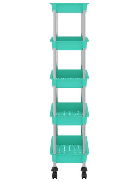 vidaXL Metallic Kitchen Trolley 5 Tiers Green 40x22x116cm