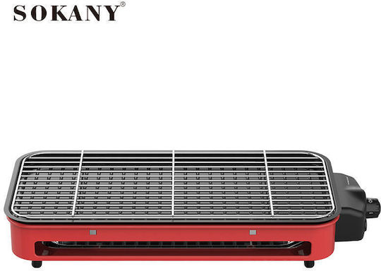 Sokany Tabletop Electric Grill Grill and Ribbed Plate 1500W with Adjustable Thermostat 45cmx23cmcm