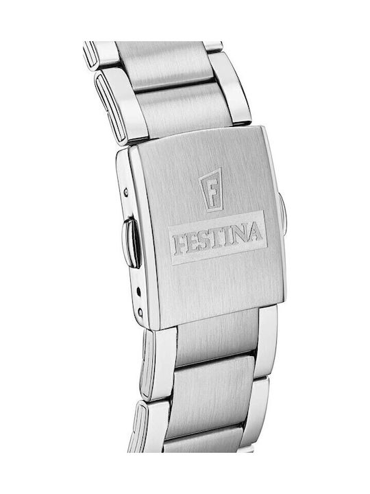 Festina Timeless Men's Watch 43.5mm Chronograph Battery with Silver Metal Bracelet