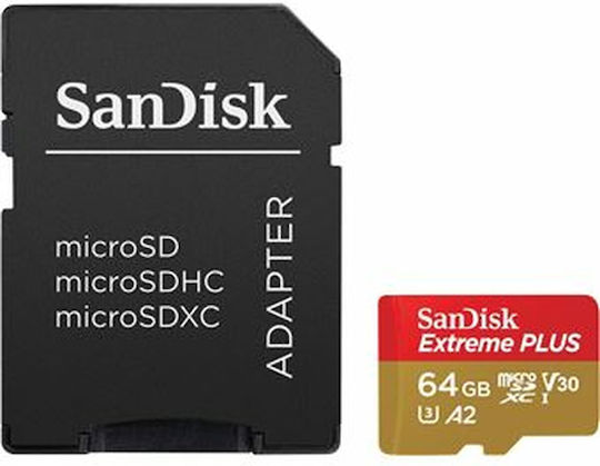 Sandisk Extreme Pro SDSQXBU-064G-GN6MA microSDXC 64GB U3 V30 A2 UHS-I with Adapter