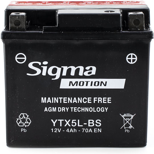 Sigma Motorradbatterie YTX5L-BS mit Kapazität 4Ah