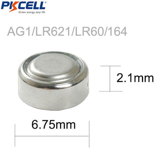 Pkcell AG1/LR621/364/164 LR621 Alkaline Watch Batteries LR60 1.5V 10pcs