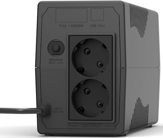 Lamtech K650VA AVR UPS Line-Interactive 390W με 2 Schuko Πρίζες