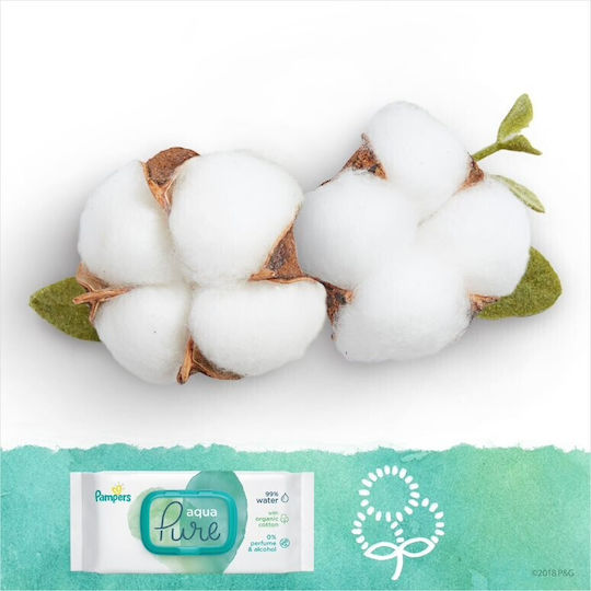 Pampers Pure Aqua Hypoallergenic Baby Wipes with 99% Water, without Perfume, Alcohol & Parabens 2x48pcs