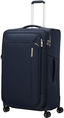 Samsonite Respark Großer Reisekoffer Weichschalen Blau mit 4 Räder Höhe 79cm