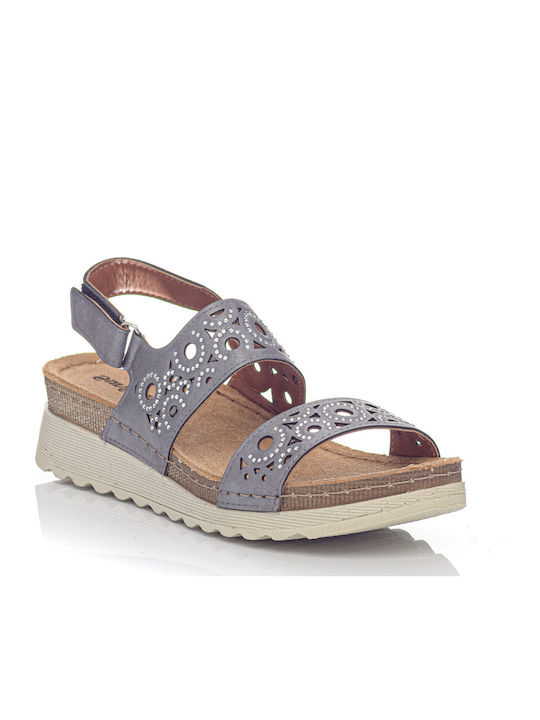 27003 Anatomic Women's Leather Ankle Strap Platforms Gray