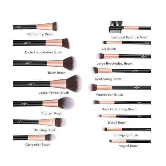 Anjou Professional Set with Makeup Brushes made of Natural Hair 16pcs