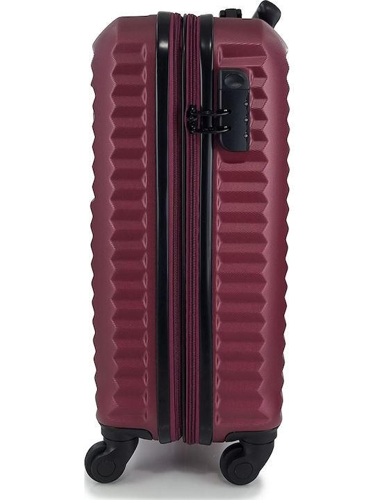 Rain Cabin Hard Burgundy Suitcase with 4 Wheels Height 55cm