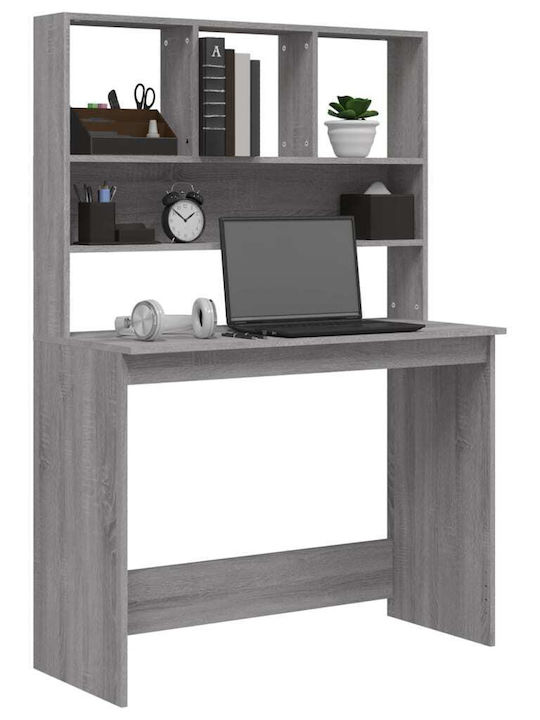 Schreibtisch Holz mit Bücherregal Gray 102x45x148cm
