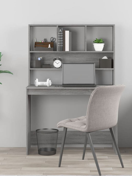 Schreibtisch Holz mit Bücherregal Gray 102x45x148cm
