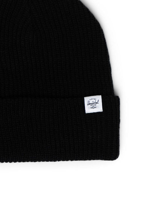 Herschel Quartz Beanie Unisex Beanie with Rib Knit in Black color