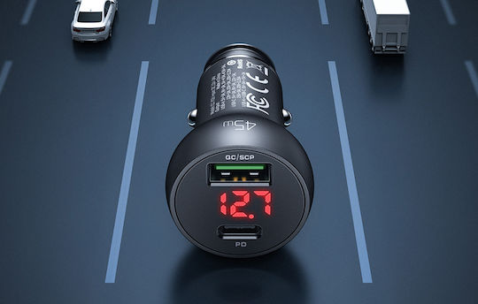 Mcdodo Car Charger 45W With Ports 1xUSB 1xType-C Black Colour