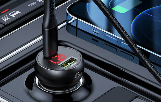 Mcdodo Car Charger 45W With Ports 1xUSB 1xType-C Black Colour