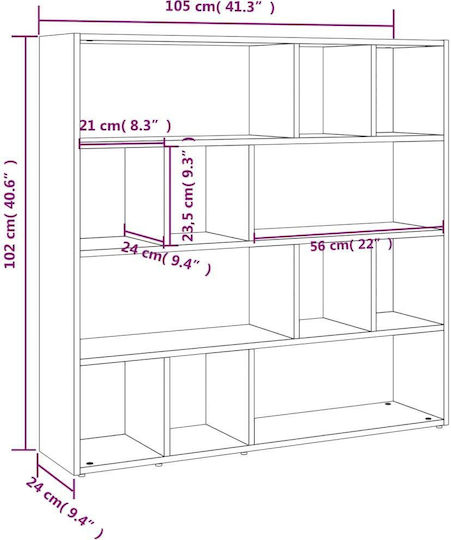 White Bookcase 105x24x102 cm