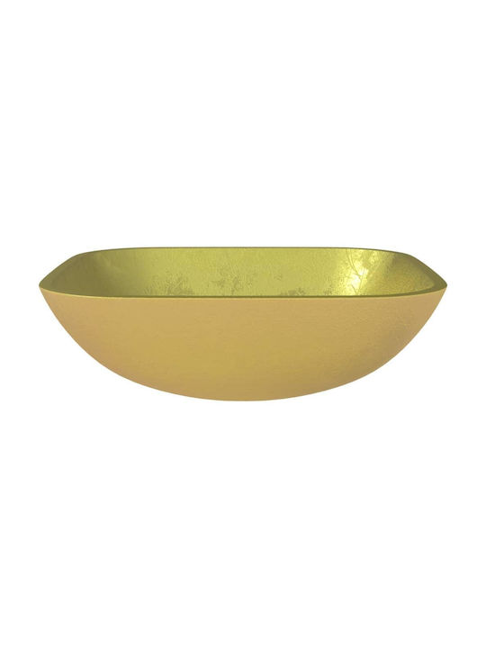 vidaXL Aufgesetztes Waschbecken Glas 42x42x14cm Gold