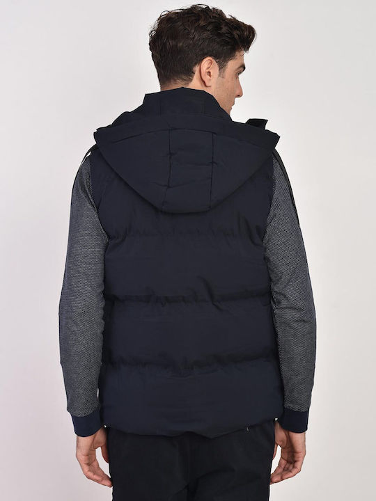 Puffer γιλέκο modern fit Mauro Boano Μπλέ POLYESTER ΜΟΝΟΧΡΩΜΟ ALL DAY,CASUAL