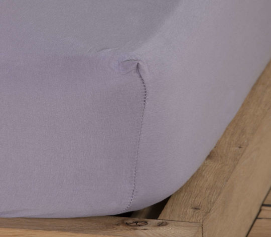 Nef-Nef Homeware Jersey Σεντόνι Υπέρδιπλο με Λάστιχο 160x200+30εκ. 726 Light Gray