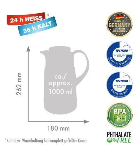 Rotpunkt Stainless Steel Thermos Jug 1L Ristretto