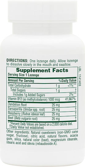Nature's Plus Vitamin B12 Βιταμίνη για την Υγεία του Νευρικού Συστήματος 1000mcg Raspberry 30 παστίλιες