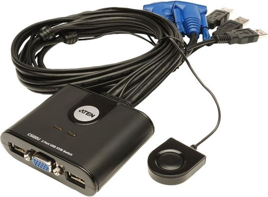 Aten 2-Port USB VGA Cable KVM Switch with Remote Port Selector