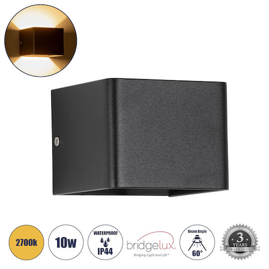 GloboStar Circoa Επιτοίχια Εξωτερική Πλαφονιέρα LED IP44 10W με Θερμό Λευκό Φως Διπλής Δέσμης 10x8x10εκ.