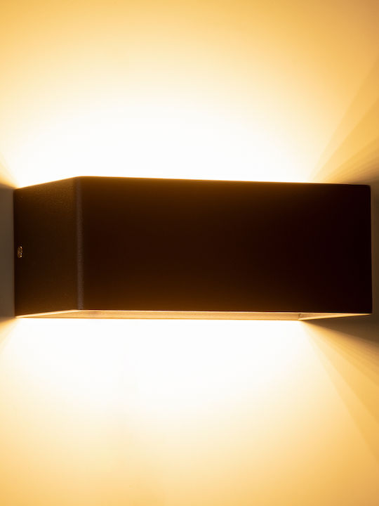GloboStar Circoa Επιτοίχια Εξωτερική Πλαφονιέρα LED IP44 10W με Θερμό Λευκό Φως Διπλής Δέσμης 20x8x10εκ.