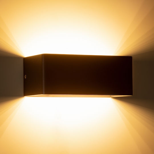 GloboStar Circoa Επιτοίχια Εξωτερική Πλαφονιέρα LED IP44 10W με Θερμό Λευκό Φως Διπλής Δέσμης 20x8x10εκ.