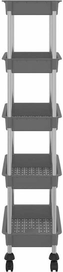 vidaXL Metallic Kitchen Trolley 5 Tiers Gray 40x22x116cm