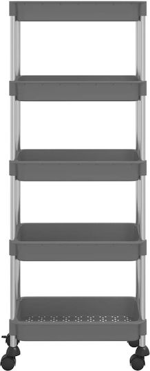 vidaXL Metallic Kitchen Trolley 5 Tiers Gray 40x22x116cm