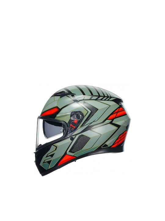 AGV K3 E2206 Decept Matt Black/Green/Red Motorradhelm Volles Gesicht ECE 22.06 1550gr