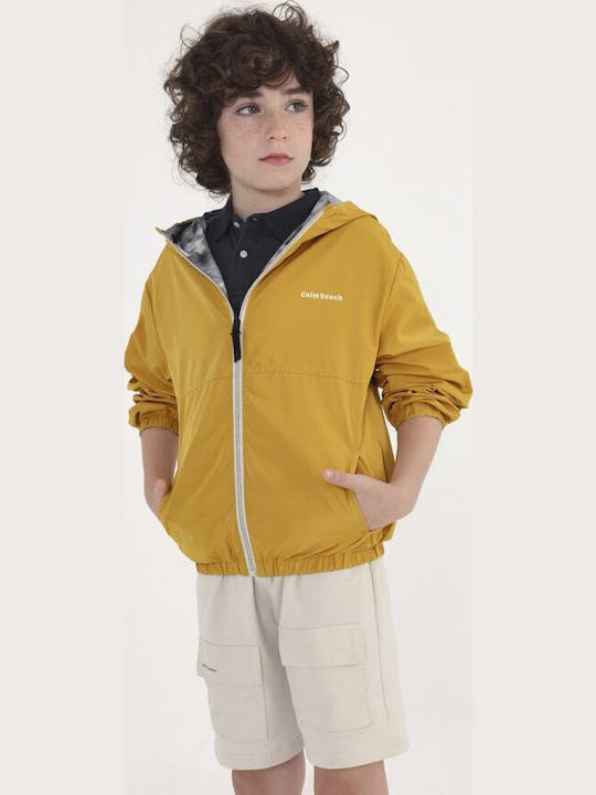 Kids' Casual Jacket Short Windproof Double Sided with Hood Yellow