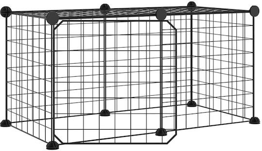vidaXL Rodent Cage Pet Crate with 8 Panels & Door Black Steel Black 35x35x