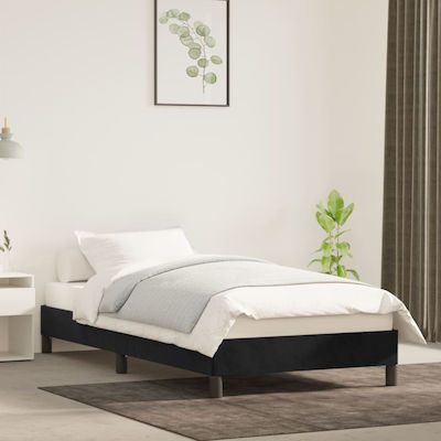 Bed Base Single made of Wood Black 90x190x25cm