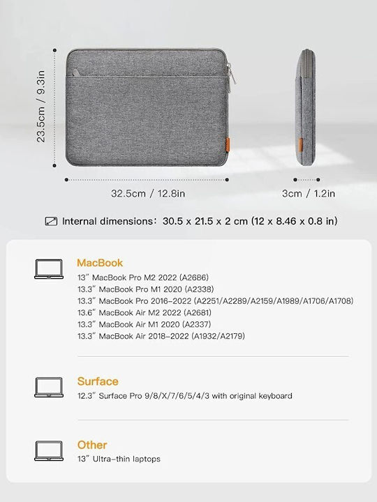 Inateck Waterproof Laptop Case for 13 Inch in Gray Color LB01005-G