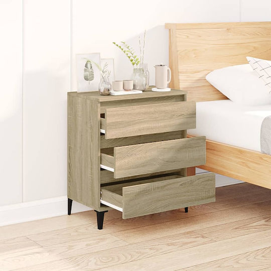 Wooden Bedroom Chest of Drawers with 3 Drawers 60x35x70cm