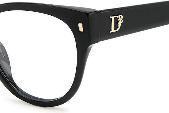 Dsquared2 Γυναικείος Κοκκάλινος Σκελετός Γυαλιών Cat Eye σε Μαύρο Χρώμα D2 0069 807
