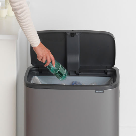 Brabantia Κάδος Bo Απορριμμάτων Πλαστικός Push Platinum 60lt