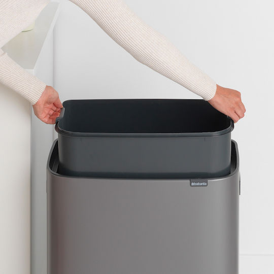 Brabantia Κάδος Bo Απορριμμάτων Πλαστικός Push Platinum 60lt