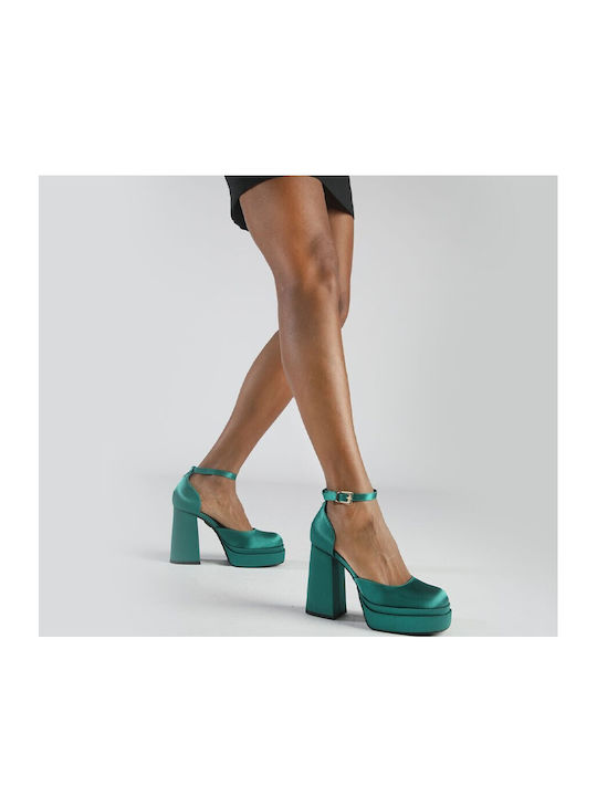 Buffalo Ravishing Green Heels with Strap