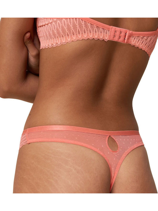 Tempting Tulle Γυναικείο String με Δαντέλα Coral