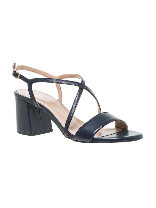 Mourtzi Leather Women's Sandals In Navy Blue Colour