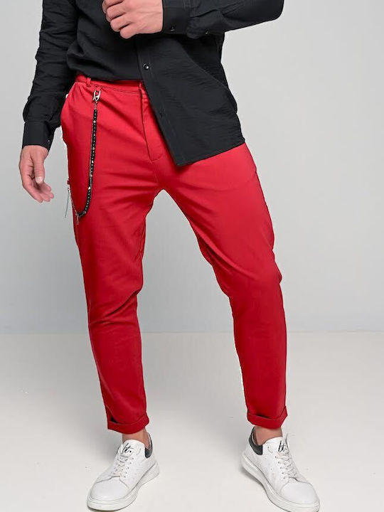 0398 Trousers Chino Elastic in Regular Fit Red