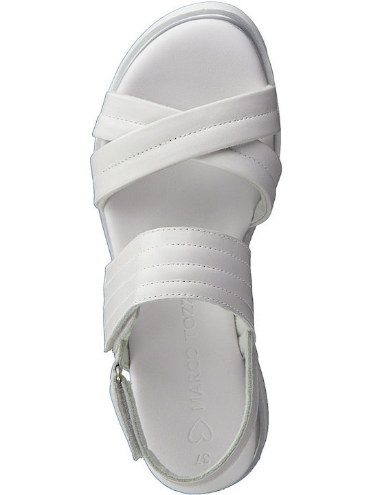 Δερμάτινα Γυναικεία Σανδάλια Flatforms Λευκά