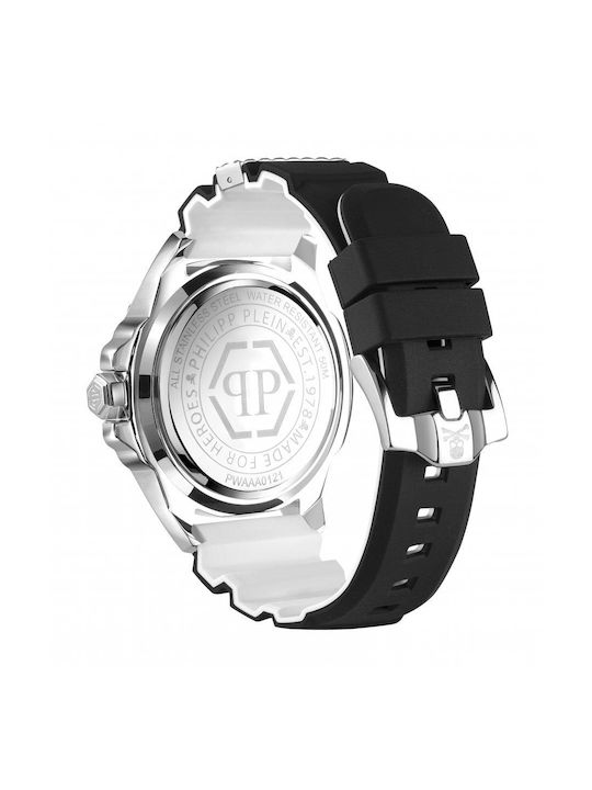 Philipp Plein Watch Battery with Black Rubber Strap