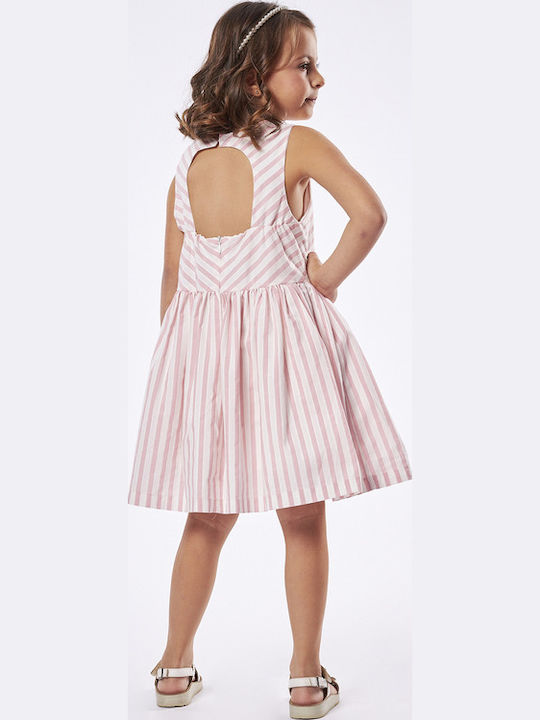 Kinderkleid Ärmellos Gestreift Rosa