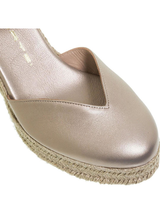 Women's Leather Platform Espadrilles Gold