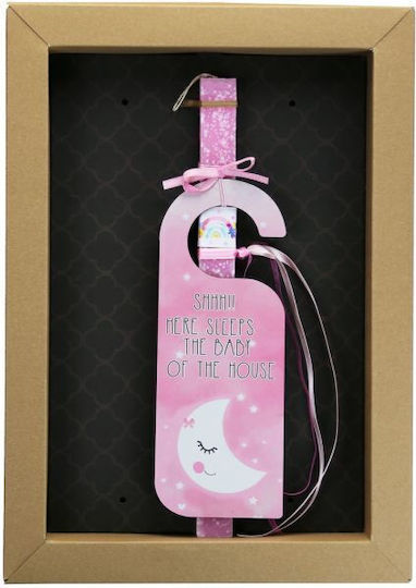 Easter Candle Square with Box Pink