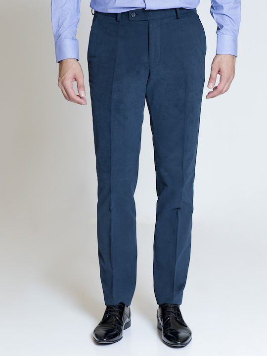 Pantaloni de bumbac formali cu croială modernă Kaiserhoff Dark Blue COTON MONOCROM SERI, AFACERI