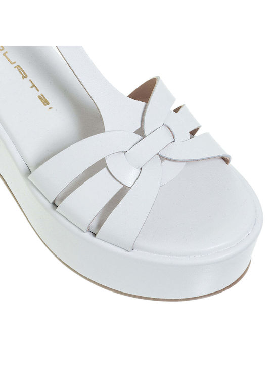 Mourtzi Women's Leather Platform Shoes White